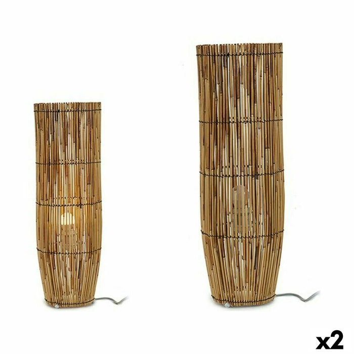 Lampă cu Picior Natural Bambus 21,5 x 62 x 21,5 cm (2 Unități)