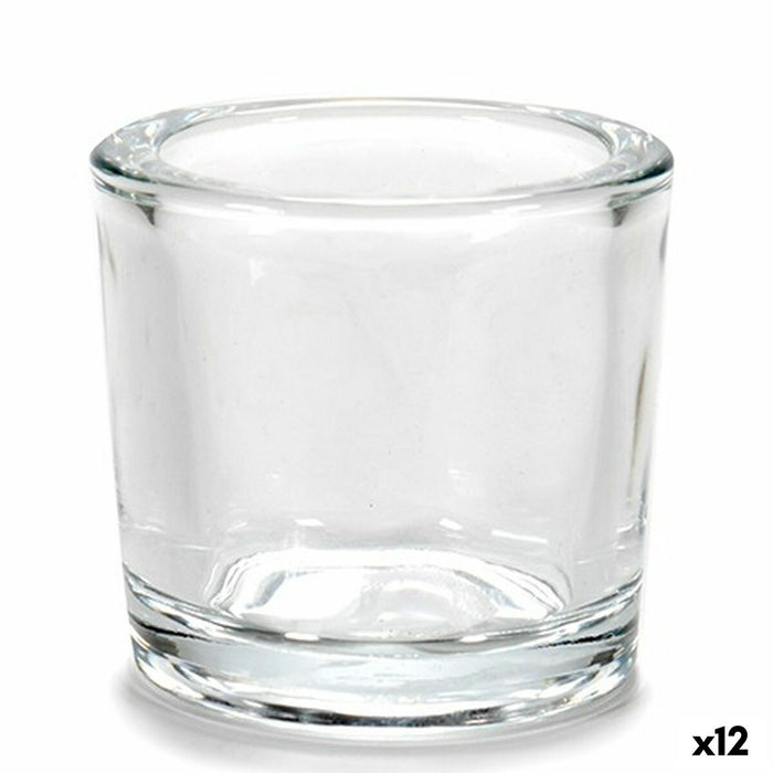 Suport de Lumânări Transparent Sticlă 6,5 x 6 x 6,5 cm (12 Unități)