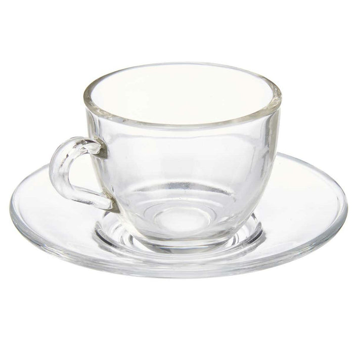 Cană cu Farfurie Transparent Sticlă 85 ml (6 Unități)