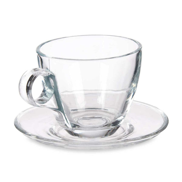 Cană cu Farfurie Transparent Sticlă 170 ml (6 Unități)