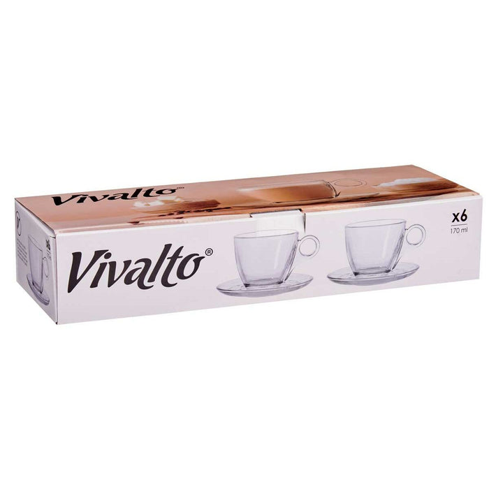Cană cu Farfurie Transparent Sticlă 170 ml (6 Unități)