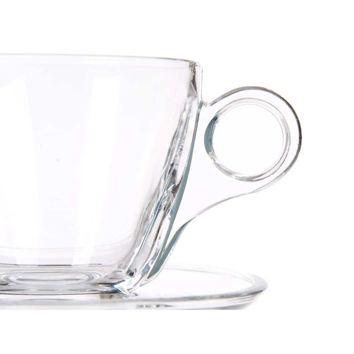 Cană cu Farfurie Transparent Sticlă 170 ml (6 Unități)