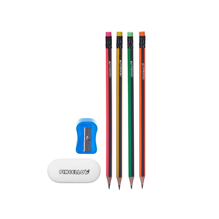 Set de Creioane Ascuțitoare Radieră (12 Unități)