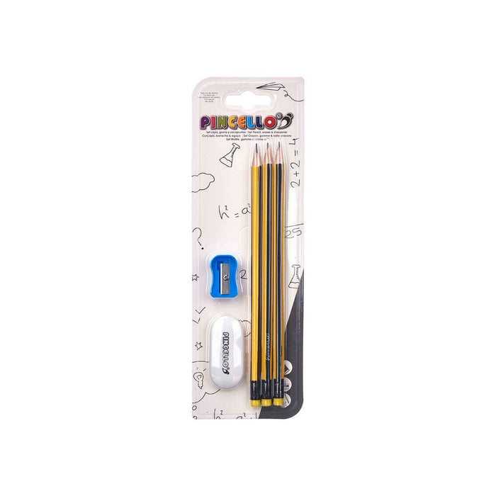 Set de Creioane Ascuțitoare Radieră (12 Unități)