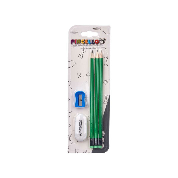Set de Creioane Ascuțitoare Radieră (12 Unități)