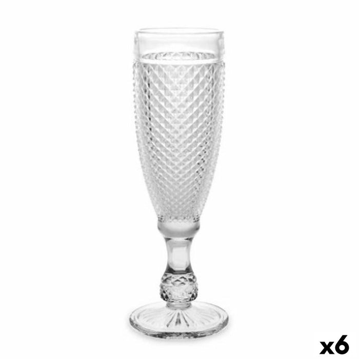 Pahar de șampanie Diamant Transparent Sticlă 185 ml (6 Unități)
