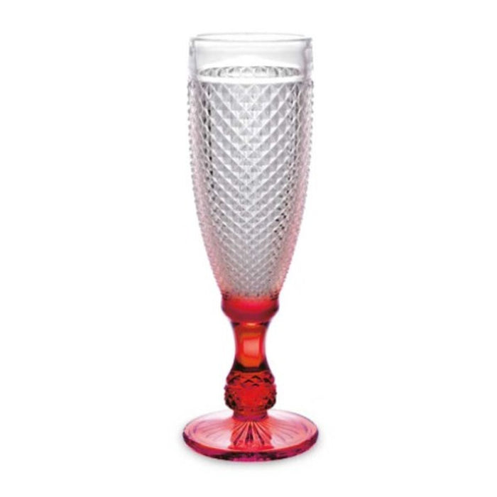Pahar de șampanie Diamant Roșu Transparent Sticlă 185 ml (6 Unități)
