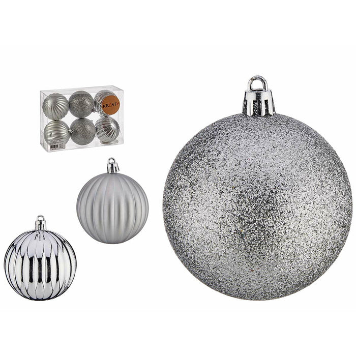 Set de globuri de Crăciun Argintiu PVC Ø 7 cm (12 Unități)