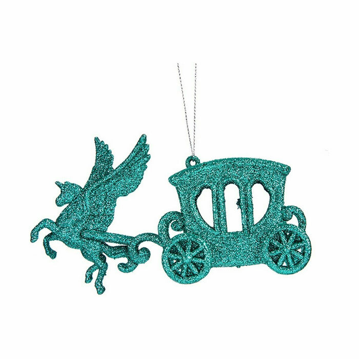Ornament de Crăciun Trăsură Magică Verde Plastic Purpurină 15 x 8,5 x 4,5 cm (24 Unități)