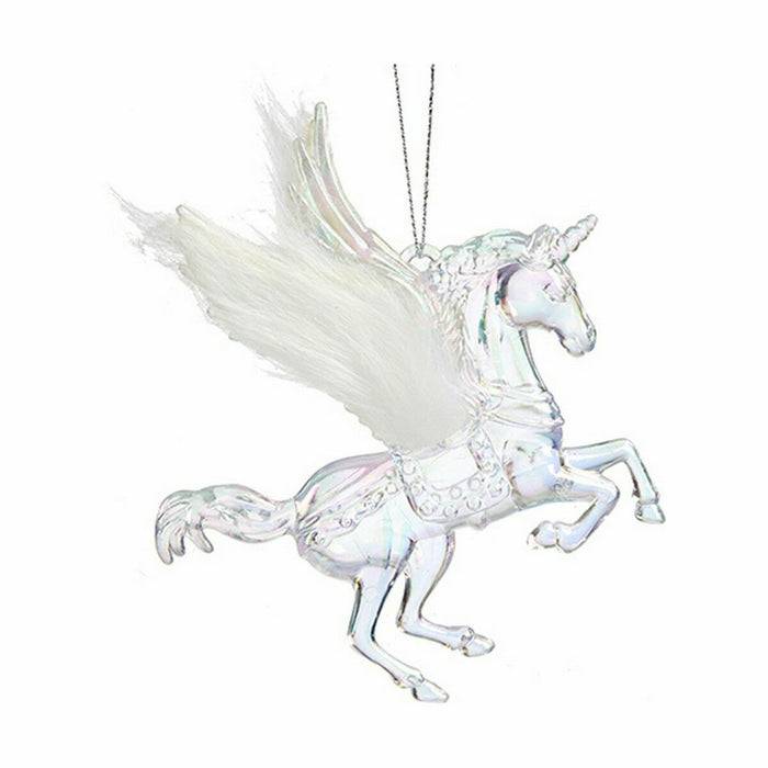 Ornament de Crăciun Unicorn Sidef Plastic Purpurină 13 x 13 x 2 cm (24 Unități)