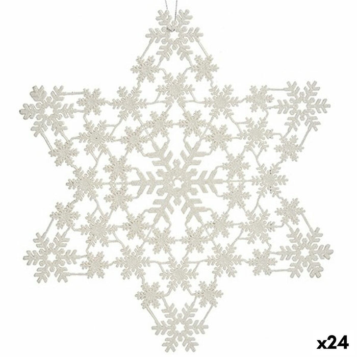 Ornament de Crăciun Stea Alb 31,5 x 32 x 0,1 cm (24 Unități)