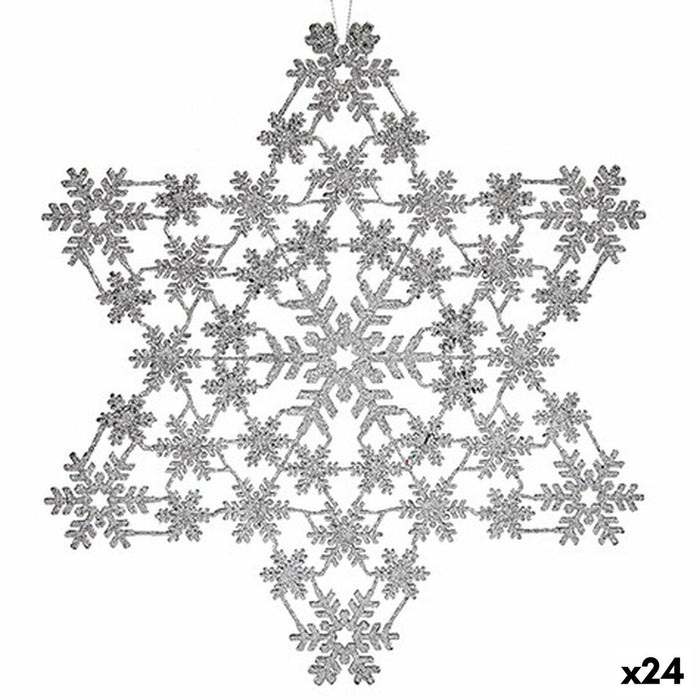 Ornament de Crăciun Stea Argintiu 31,5 x 32 x 0,1 cm (24 Unități)