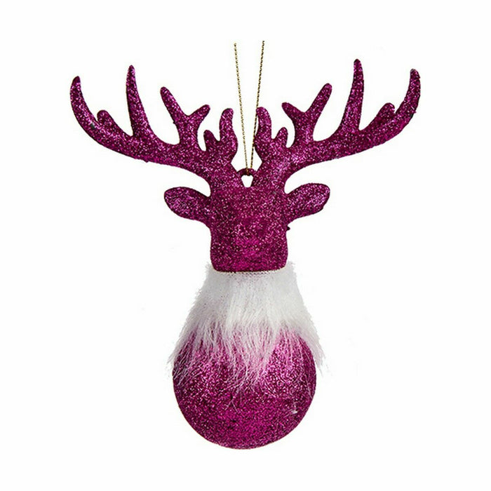 Ornament de Crăciun Ren Fucsia Plastic Purpurină 13,5 x 15,5 x 7 cm (24 Unități)