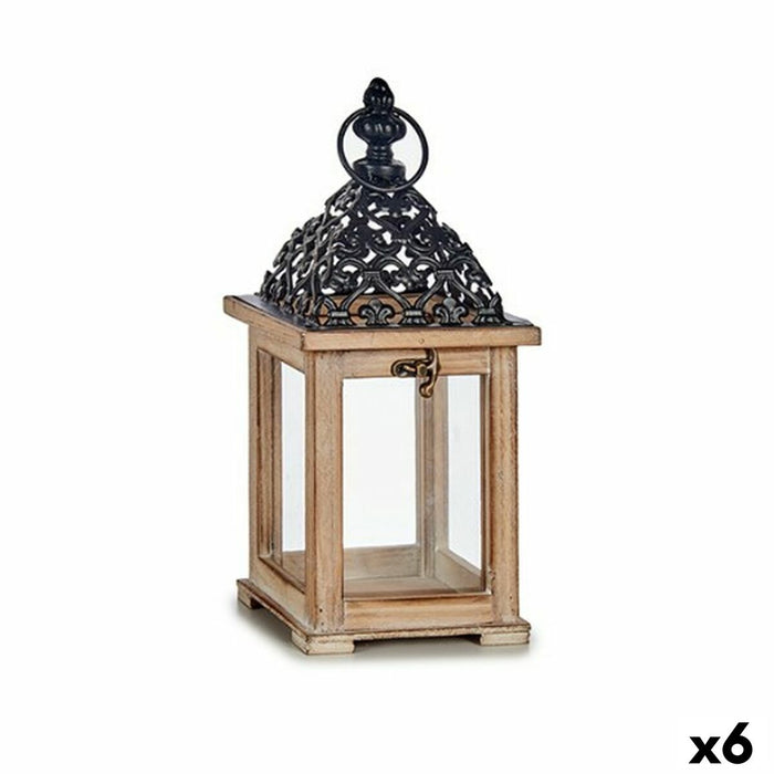 Lucerna Negru Natural Lemn 13 x 29 x 13 cm Grilă (6 Unități)