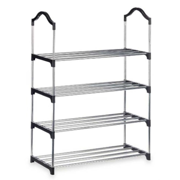 Pantofar 4 Rafturi 76 x 26 x 58 cm Argintiu Negru Metal (6 Unități)