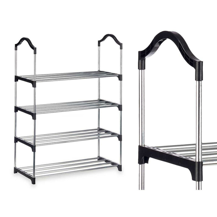 Pantofar 4 Rafturi 76 x 26 x 58 cm Argintiu Negru Metal (6 Unități)