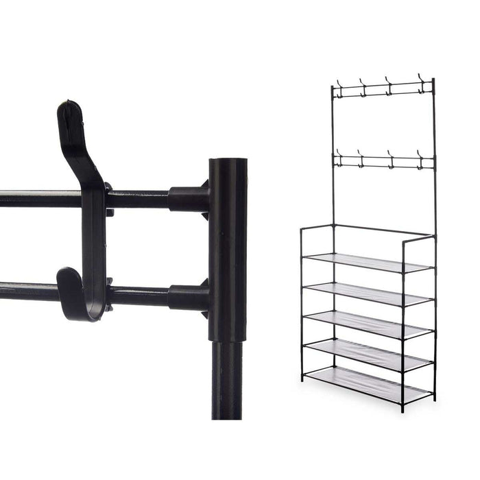Pantofar 80 x 29 x 175 cm 5 Rafturi Suport de haine Negru Metal (6 Unități)