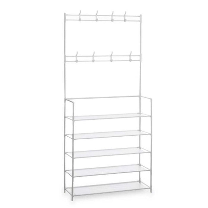 Pantofar Suport de haine 5 Rafturi 80 x 29 x 175 cm Alb Metal (6 Unități)