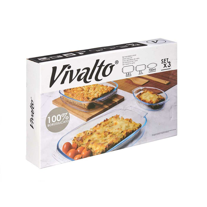 Set de Tăvi Transparent Sticlă borosilicată 700 ml 2 L 3,8 L (4 Unități)