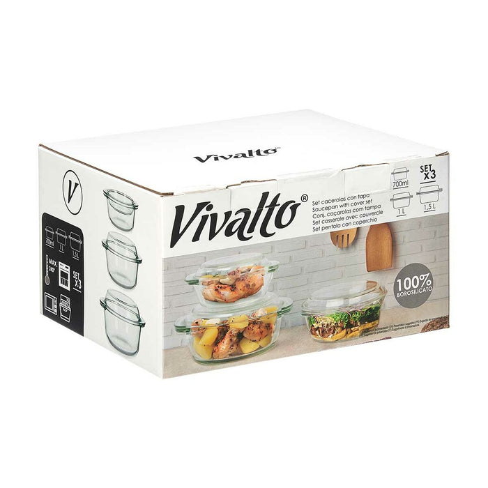 Cratițe Set Sticlă borosilicată Transparent 700 ml 1 L 1,5 L (4 Unități)