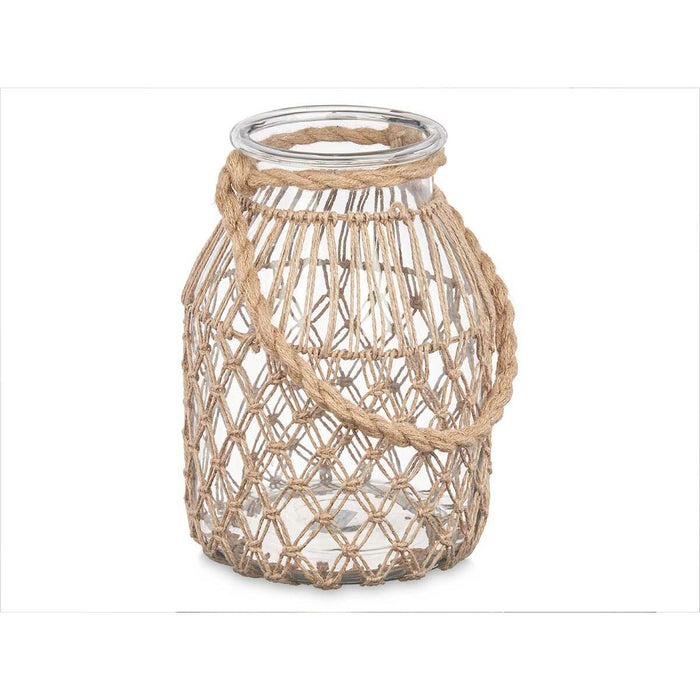 Suport de Lumânări Staniu Transparent Natural Sticlă Въже 20 x 30 cm (4 Unități)