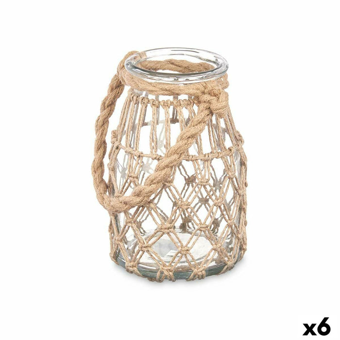 Suport de Lumânări Staniu Transparent Natural Sticlă Въже 14 x 21 cm (6 Unități)