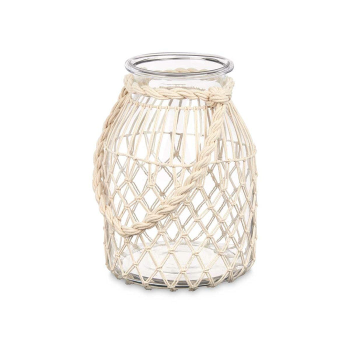 Suport de Lumânări Staniu Alb Transparent Sticlă Въже 20 x 30 cm (4 Unități)