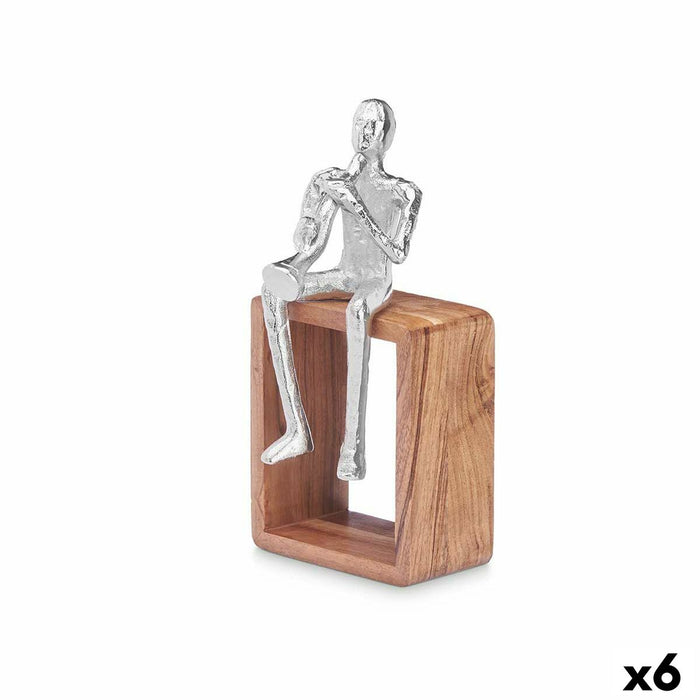 Figură Decorativă Saxofon Argintiu Lemn Metal 13 x 27 x 13 cm