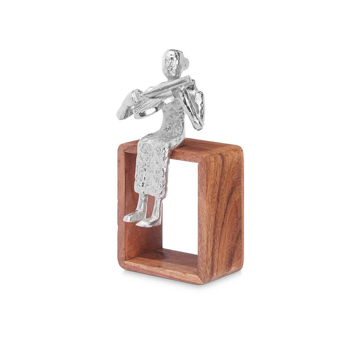 Figură Decorativă Vioară Argintiu Lemn Metal 13 x 27 x 13 cm