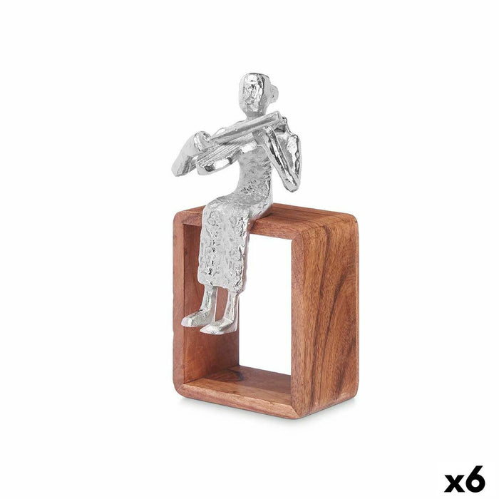 Figură Decorativă Vioară Argintiu Lemn Metal 13 x 27 x 13 cm