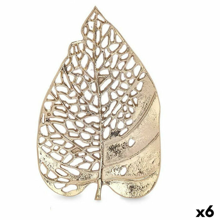 Figură Decorativă Frunză Auriu* Metal 31 x 3,7 x 20 cm (6 Unități)