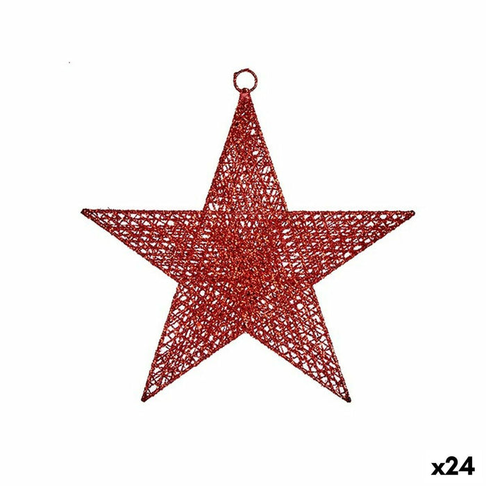 Ornament de Crăciun Stea Roșu Metal 30 x 32 x 0,5 cm (24 Unități)