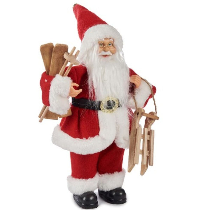 Moș Crăciun Sanie Schi Alb Negru Roșu 15 x 30 x 13 cm (12 Unități)