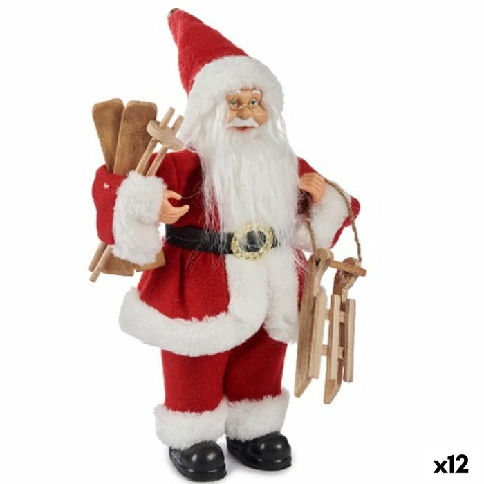 Moș Crăciun Sanie Schi Alb Negru Roșu 15 x 30 x 13 cm (12 Unități)