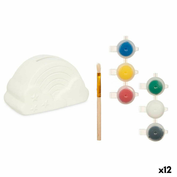 Piggy Bank pentru vopsit Alb 13,9 x 8,4 x 9,6 cm Curcubeu (12 Unități)