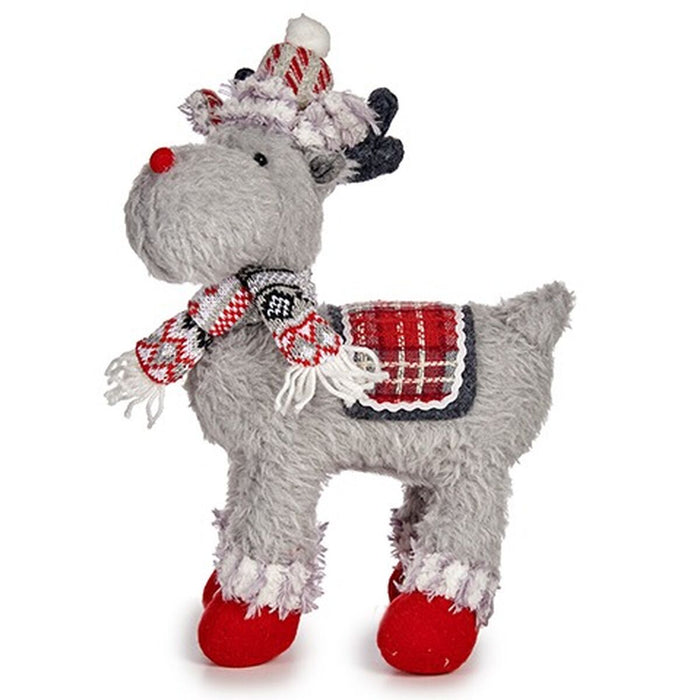 Figură Decorativă Reni de Crăciun Alb Roșu Gri 18 x 41 x 30 cm (4 Unități)