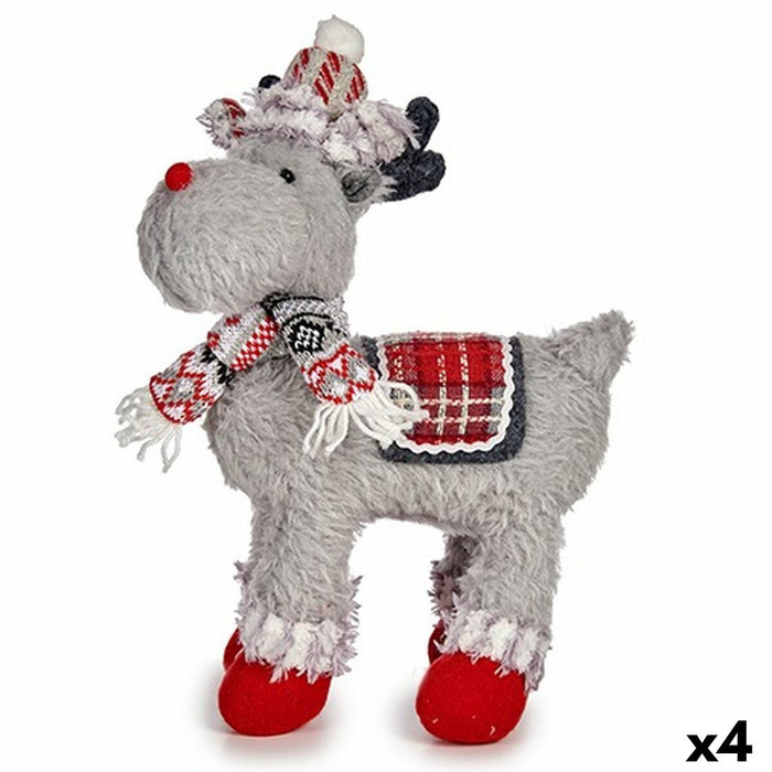 Figură Decorativă Reni de Crăciun Alb Roșu Gri 18 x 41 x 30 cm (4 Unități)