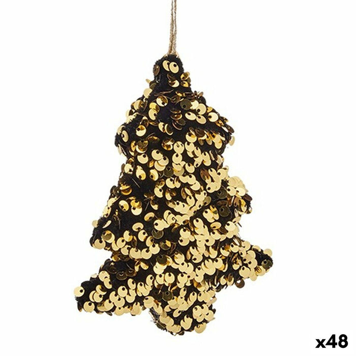 Ornament de Crăciun Pom de Crăciun Auriu* Plastic Paiete 10 x 4 x 13 cm (48 Unități)