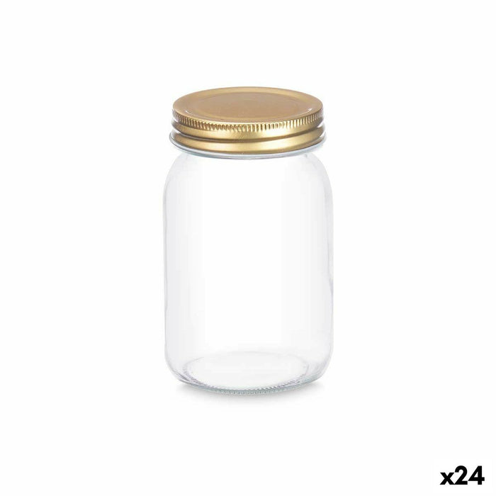 Borcan Transparent Auriu* Metal Sticlă 500 ml 8 x 13 x 8 cm (24 Unități)
