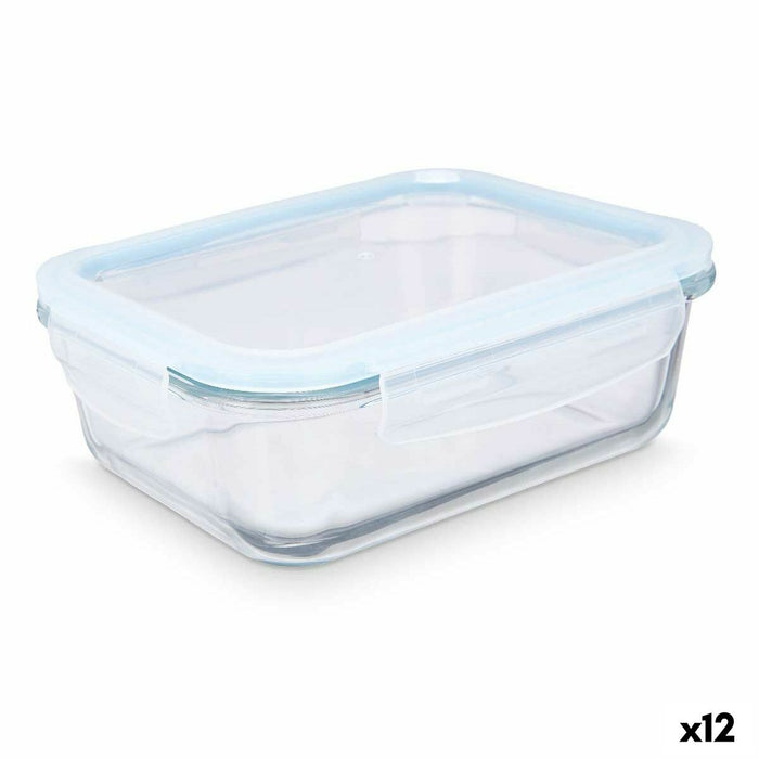 Cutie pentru Prânz Transparent Silicon Sticlă borosilicată 1 L 22 x 7 x 16,5 cm (12 Unități)