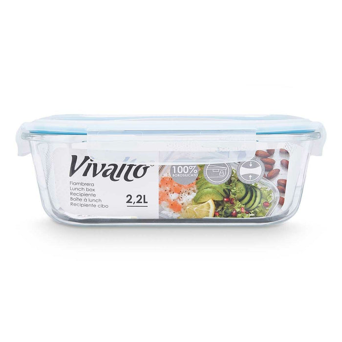 Cutie pentru Prânz Transparent Silicon Sticlă borosilicată 2,2 L 27 x 9 x 22 cm (6 Unități)