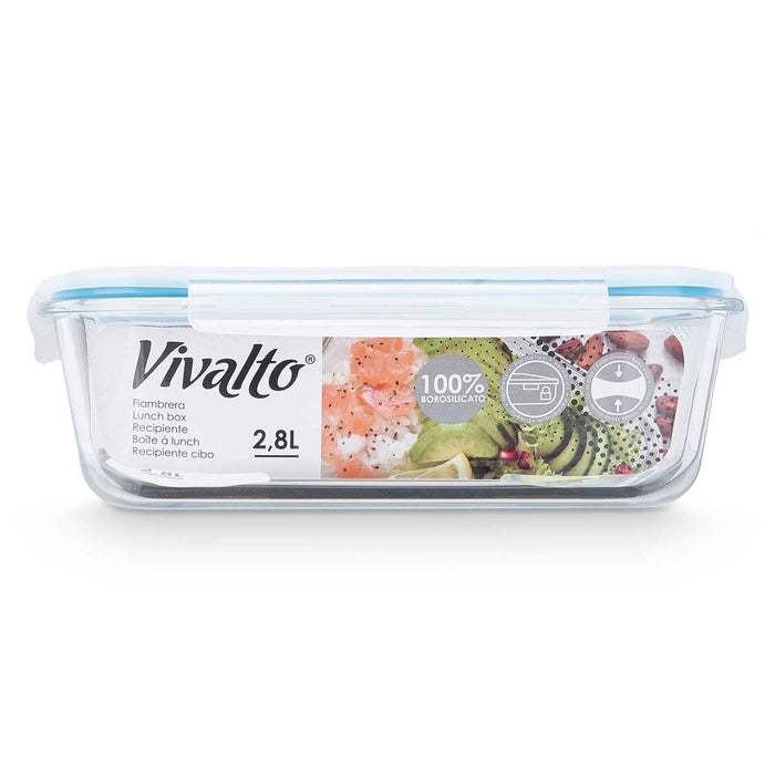Cutie pentru Prânz Transparent Silicon Sticlă borosilicată 2,8 L 29,5 x 9 x 22,8 cm (6 Unități)