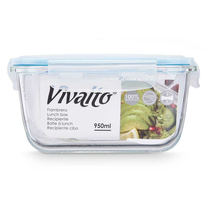 Cutie pentru Prânz Transparent Silicon Sticlă borosilicată 950 ml 18 x 8,8 x 13,5 cm (12 Unități)