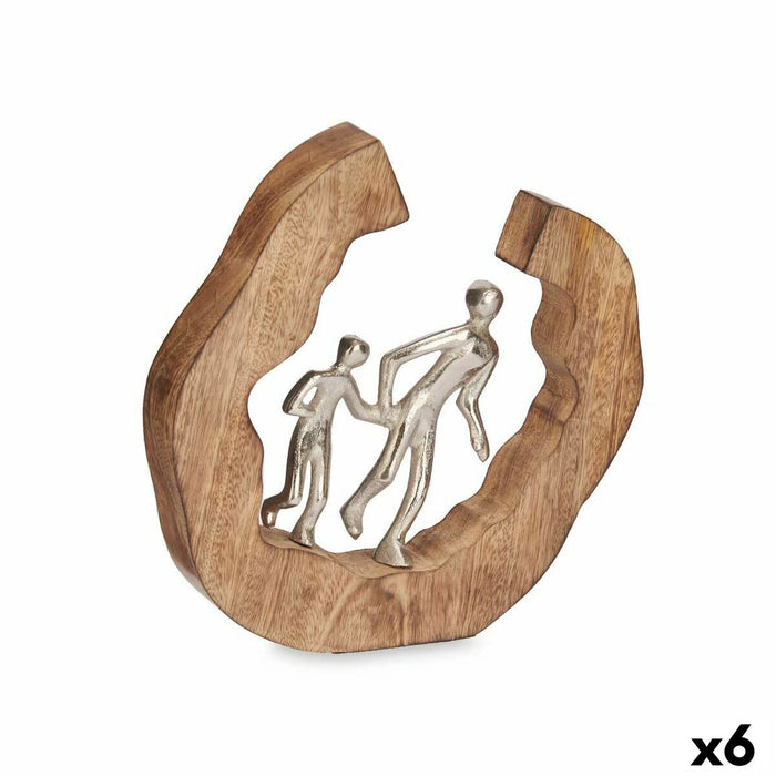 Figură Decorativă Familie Argintiu Metal 24,5 x 24,5 x 5 cm (6 Unități)