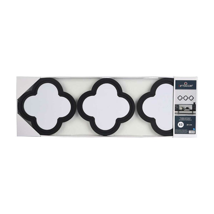 Set de Oglinzi Floare Negru polipropilenă 78 x 26 x 2,5 cm (6 Unități)