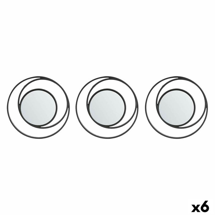 Set de Oglinzi Rotund Abstract Negru polipropilenă 78 x 26 x 2,5 cm (6 Unități)