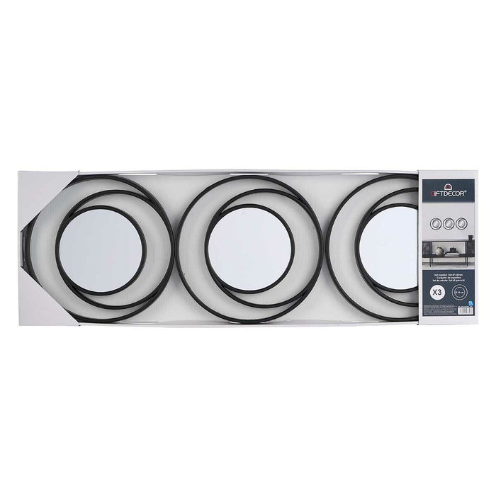 Set de Oglinzi Rotund Abstract Negru polipropilenă 78 x 26 x 2,5 cm (6 Unități)