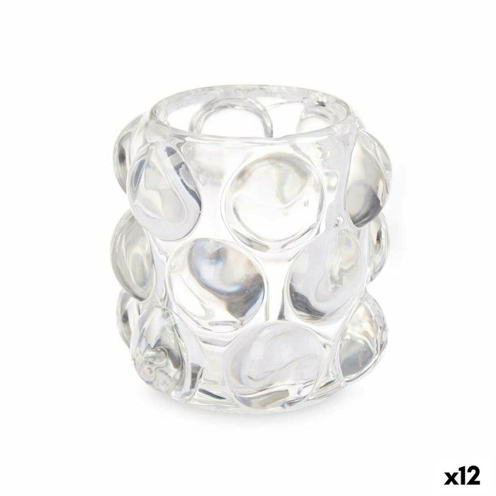 Suport de Lumânări Microbile Transparent Geam 8,4 x 9 x 8,4 cm (12 Unități)