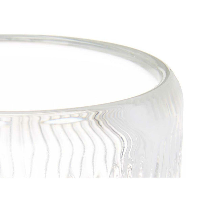 Suport de Lumânări Dungi Transparent Geam 9 x 9,5 x 9 cm (12 Unități)