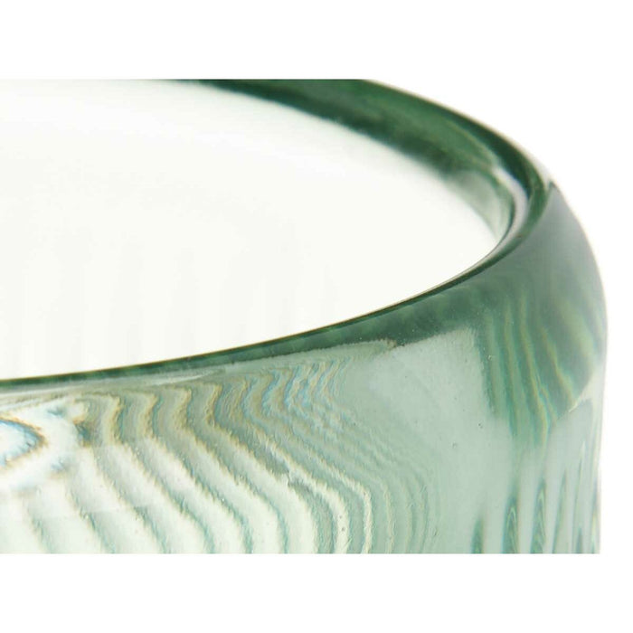 Suport de Lumânări Dungi Verde Geam 9 x 9,5 x 9 cm (12 Unități)